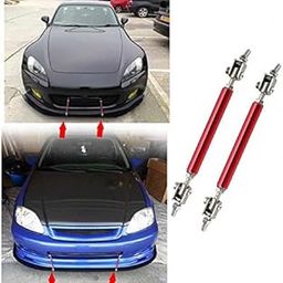 AutoTrends Red Medium Adjustable Universal Front Rear Bumper Lip Splitter Strut Brace Rod Support Bar-2Pcs-image-6