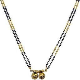 Mangalsutra for Women Stylish New Maharashtrian Long Vati Mangalsutra Designs Gold Plated Double Line Gold & Black Beads Chain (30 Inches)-image-23