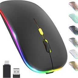 HOMTOPY LED Wireless Mouse, Slim Silent Mouse 2.4G Portable Mobile Optical Office Mouse with USB & Type-c Receiver, 3 Adjustable DPI Levels for Notebook, PC, Laptop, Computer (Black)-image-64