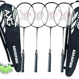 AXG NEW GOAL Isometric Champion Tenacious Wide Body with Plastic Shuttles & Cover Badminton Kit (Black)-22