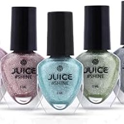 JUICE #SHINE Glitter Matte Finish | Chip Resistant, Gel Effect, Upto 80% More Pigmented For Intense Colour | Nail Polish Combo 5 In 1 | Long Lasting Nail Paint (Glitter Matte Finish), 5ml Each-image-1