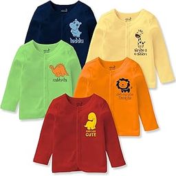 Cotton Unisex Front Open Full Sleeve T-Shirt with snap Buttons and Cute Prints Combo Pack-image-20