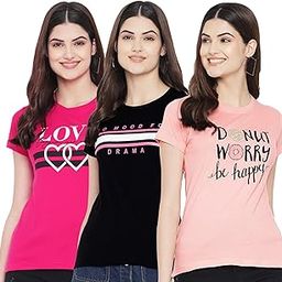 Women's Cotton Regular Fit Latest Graphic Stylish Printed Short Sleeves Casual T-Shirt || Trends & Stylish (Pack 3), Peach, 2XL-image-81