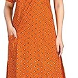 Women's Pure Cotton Regular Nighty with Pocket - Free Size(P42) Mustard-image-83