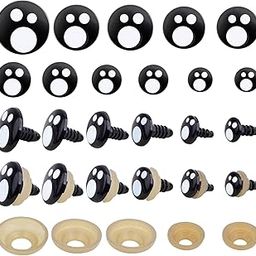 120pcs 6 Sizes Plastic Doll Eyes Black Stuffed Toy Crochet Eyes Kawaii Safety Eyes Resin Craft Eyes with 120pcs Washers for Teddy Bear Amigurumi Craft Puppet Plush Animal Making-image-56