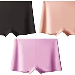 louryn koulyn Women's Ice Silk Seamless Boyshort Panty, (Pack of 3 Panty)-picture-46