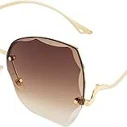 Women's UV Protection Brown Graded Lens Gold Butterfly Sunglasses-picture-23
