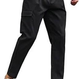 Men's Casual Cargo Pants, Khaki, Slim Fit, Cotton Blend with Side Pockets-image-30