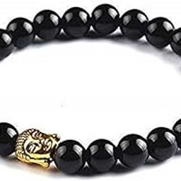 Black Stone Tourmaline Bead 8mm with White buddha with Lab Certificate-picture-19