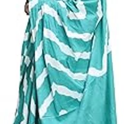 Handicrafts Women's Ikat Hand Block Print Jaipuri Cotton Mulmul Saree with Blouse Piece-3