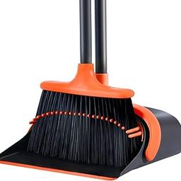 Upgraded Broom and Dustpan Set - 52'' Long Handle, Heavy Duty Standing Combo for Home Office-image-68