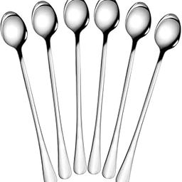 Dynore Stainless Steel 6 Pcs Soda Spoons/Bournvita/Mixing Spoon/Milkshake Spoon/Long Spoon 8 inch- Set of 6-picture-27