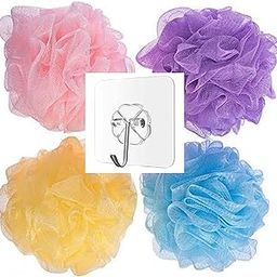 pop colours Mesh Bath Loofah Sponge with Hanging Hook | Mesh Nylon - Natural Fiber | (Color may vary) | High Lather Cleansing | (4)-image-2