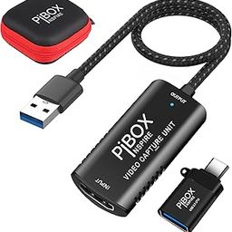 Video Capture Card, PiBOX India Braided Tough, 4K HDMI to USB 3.0 Game Capture Device Aluminium Windows Android Mac,HD 1080P Audio Video Card Live Streaming Gaming, Teaching Live Broadcasting-61