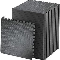Hukimoyo 4 Pcs Gym Floor mat rubber for Heavy Workout Puzzle mat Home Exercise, Gym Floor Equipment mat Interlocking Eva Foam Flooring Thick Rubber Tiles Mat Yoga, Kids(16SQFT,Black)-image-93