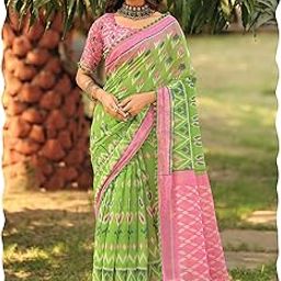 saree mall Women's Blue Cotton Bandhani Printed Saree With Unstitched Blouse-picture-5