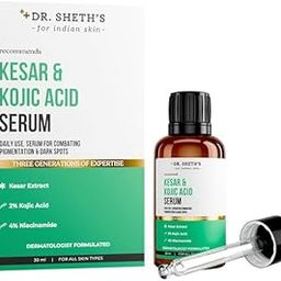 Dr. Sheth's Kesar & Kojic Acid Serum | Daily Use Pigmentation Fighting Serum | For Dark Spots | For Men & Women | 30ml-54