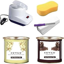 CUVLY Wax Heater Machine Waxing Kit Combo Wax Machine White Chocolate Cream Wax (550 gm) Chocolate Waxing Combo (550 gm), Strips (70pcs), Spatula(Kinfe),Sponge) | (Wax, Heater Combo)-28