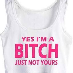 Bitch Not Yours Funny Woman Cotton Crop Top Sleeveless Sport Vest Tank Top-image-90