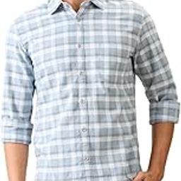 Men Slim Fit Checks Pattern Cotton Loycell Blend Semi Cutaway Collar Full Sleeve Casual Shirt-image-32