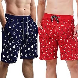 Men's Blue & Red Cotton Regular Shorts-Pack of 2-picture-31