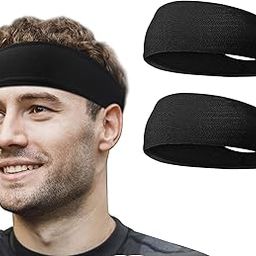 BISMAADH Sports Headbands for Men & Women with Inner Grip Strip to Keep Headband Securely in Place | Fits All Head Sizes | Sweat Wicking Fabric to Keep Your Head Dry & Cool (Pack of 2)-image-47