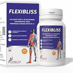 Zainbliss Flexibliss | Collagen Type II, Glucosamine, Chondroitin, MSM, Boswellia Serrata with Vitamin D for Flexible &Strong Joints and Healthy Cartilage | 30's Pack-image-19