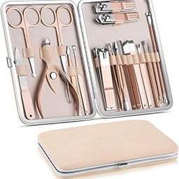 YKXIMS 18 IN 1 Stainless Steel Professional Manicure Set Nail Cutter, Grooming Kit, Manicure Pedicure Kit For Women, Nail Acne Remover, Blackhead Tool With Leather Case-image-87