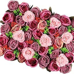 HEAVENGLOW Premium Artificial Rose Flower Wall Panels Backdrop for Garden Outdoor Pink Purple-image-37