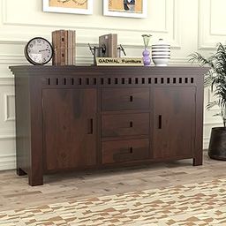 GADWAL FURNITURE Solid Sheesham Wood Wooden Chest of Drawers for Storage Sideboard Cabinet with 3 Drawers and 2 Shelf Storage for Living Room & Bedroom (Adam, Walnut Finish)-image-20