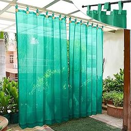KRROORAA Outdoor Balcony Curtains, Emerald Green, Water-Resistant, 90% Sun Block, 3 x 4.5 Foot (1)-image-55