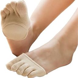 MEENIRA Summer Toe Socks No Heel Open Toe Anti-slip Half Finger Invisible Forefoot Foot Socks Beige_Color 1 PAIR-image-2