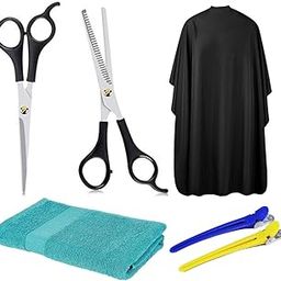 GutarGoo® 6 In1 Barbar Hair Cutting Scissor Thinning Scissors Hair Cut Cape/Apron Hand Towel Clips For Hair Cutting-picture-25