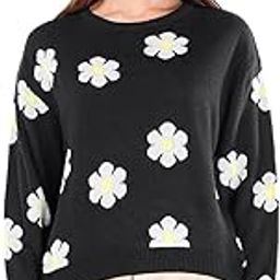 Women's All Over Printed Oversized Fit Full Sleeve Round Neck 100% Acrylic Sweater-28