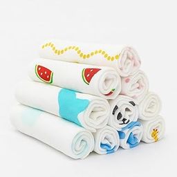 Pack of 10- 100% Pure Muslin Cotton Baby Napkin - 10 Baby Towel with Size 29x29 cm Baby Washcloths-image-89
