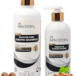 The Skin Story Sulphate-Free Shampoo & Conditioner Hair Care Set | Sulphate-Free Keratin Shampoo (450ml) and Keratin Conditioner (250g) | Repairs & Nourishes Damaged Hair | No Sulfate | Combo Pack-image-81