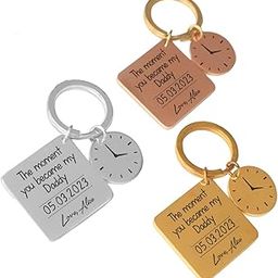 Customized gift for father, The Moment I Became a Daddy Keyring, Custom Keychain for memory, Father’s Day keychain, Gift for new dad, Personalized birth time and date-picture-32