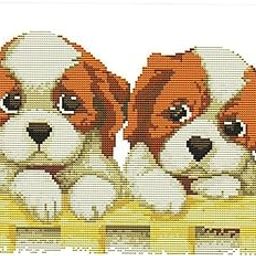 JAZZY PEARLS® 11CT 43x37cm Two Dogs Stamped Stitch Kit DIY Handmade Needlework for Beginners Kids Adults|1 Set of Stitch Kit (Without Frame)-image-76