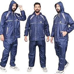AllExtreme Two-Piece Raincoat with Adjustable Drawstring Hood Two Pockets Men Water Resistant Rain Jacket (XXL, Navy Blue)-picture-41
