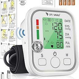 DR VAKU® BP Monitor Fully Automatic Blood Pressure Machine to Check Digital Glucose Level for Home Monitoring Device with Talking Function,Large Display + Cuff Kit Best Accurate Apparatus Measurement- White-17