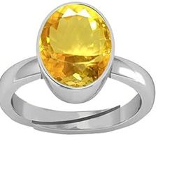 Natural Yellow Topaz Gemstone Ring 5.25 Ratti 4.00 Carat Sunela Stone Ring Lab Certified Good Plated Adjustable Ring in Panchdhatu for Men and Women-image-57