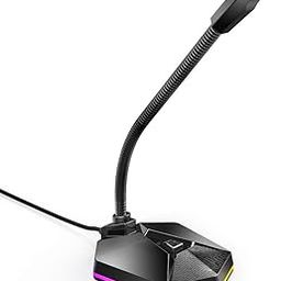 Desktop USB Microphone Computer Laptop Microphone Flexible Tube Neck Adjustable PC Mic Microphone Luminous and Flexible Gaming Chatting Video Conference Computer USB Microphone Base-17