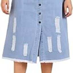 Women Denim Semi Long Skirt/Front Button Skirt for Women & Girls-image-16