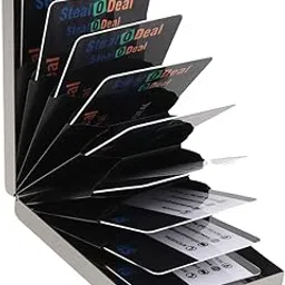stealodeal Silver RFID Secure Stainless Steel ATM/Credit/Debit 10 Slot Credit Card Holder for Men and Women-picture-37