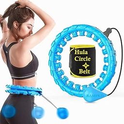 Fitness Weighted Hula Circle for Adults Weight Loss, Infinity Fitness Hoop Plus Size 51 Inch with Sweat Belt, Include 24 Detachable Links and Waist Trainer for Women with ABS and Quality Wheels-Multi-image-9