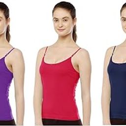 ROCKWREN Women's Ladies Cotton Camisole Adjustable Strap Slips Pack of 4-picture-37