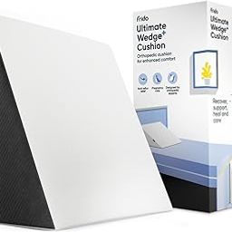 Frido Wedge Plus Cushion for Sleeping & Acid Reflux Relief, Memory Foam & High Resillience Foam, Orthopedic Wedge Cushion for Leg Elevator, Pregnancy, GERD, White & Grey- Pack of 1-0