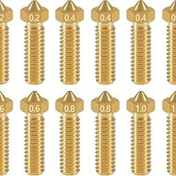 Aokin 3D Printer Brass Nozzle for Volcano Nozzle, 12 Pcs Brass Nozzles Kit 0.2mm 0.4mm 0.6mm 0.8mm 1.0mm for Anycubic Vyper, Kobra Max, Kobra Plus, 1.75mm Filament 3D Printer-11