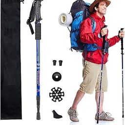 Hiking Trekking Poles, Collapsible, Lightweight, Anti Shock, Hiking or Walking Sticks, Adjustable Hiking Pole for Men and Women, All Terrain Accessories and Carry Bag (Blue, 1)-image-87