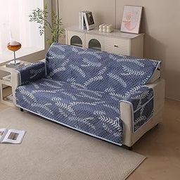 House of Quirk Polyester Sofa Cover Mat - Anti-Slip, Reversible Couch Protector for Pets - Machine Washable Furniture Protector (Blue Fern, 175x170cm, Three Seater)-picture-18